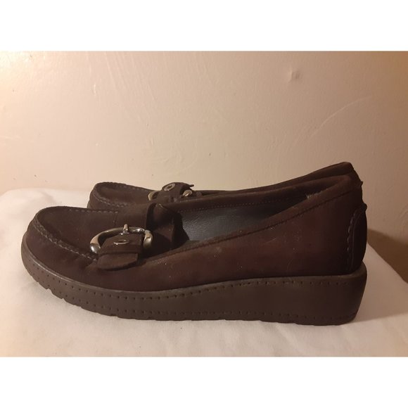 Stuart Weitzman Brown Suede Wedges Ladies Size 5.5 Classic Workwear Casual - Picture 3 of 4